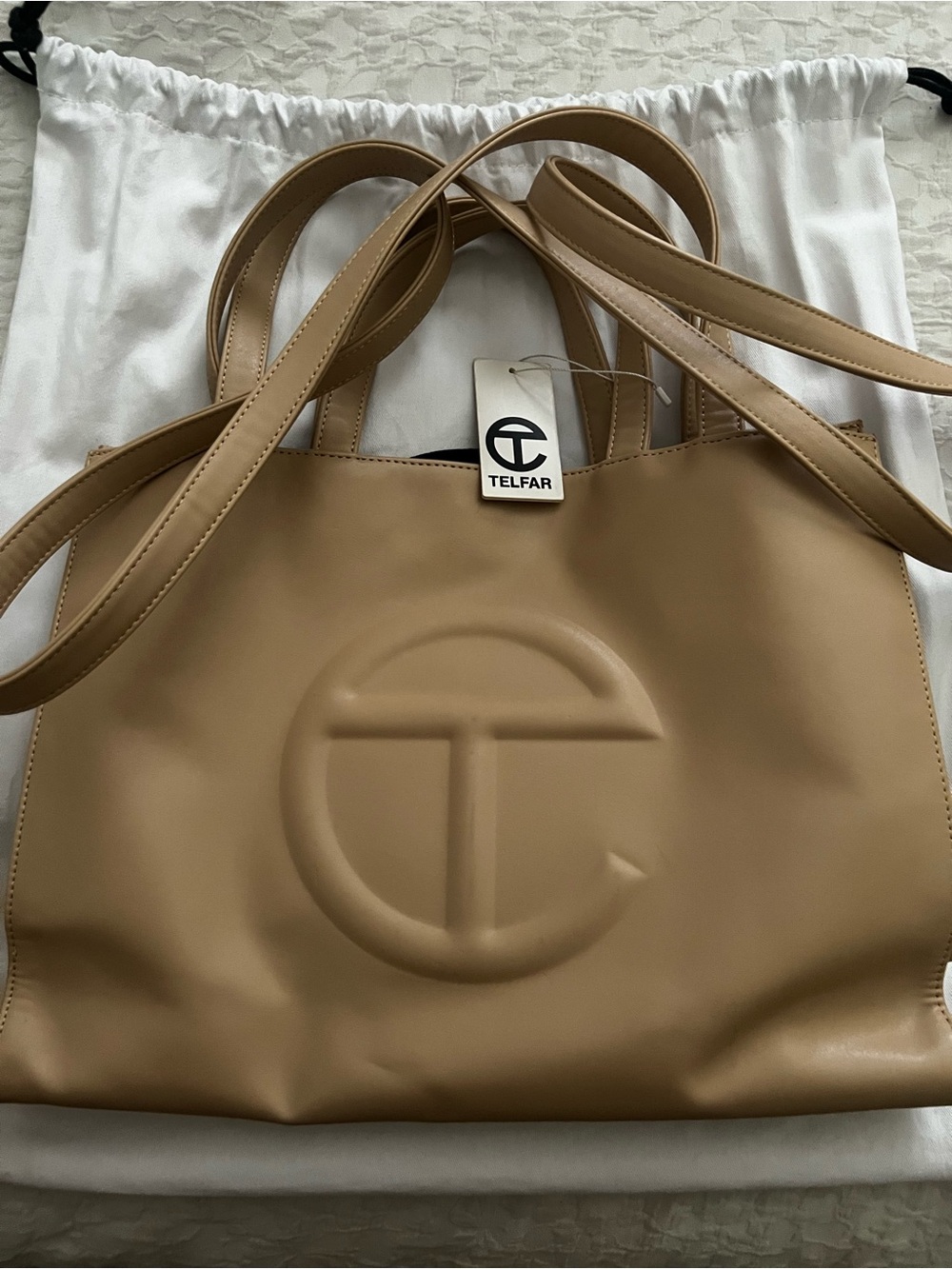 Telfar medium cream shopping tote